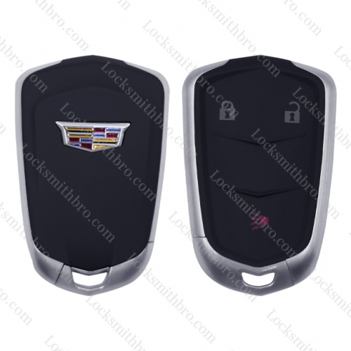 LockSmithbro TCadillac 3 button smart key card shell with blade and battery clamp with Shield logo