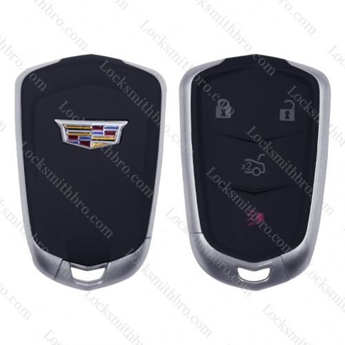 LockSmithbro TCadillac 4 button smart key card shell with blade and battery clamp with Shield logo