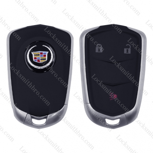 LockSmithbro TCadillac 3 button smart key card shell with blade and battery clamp with Round logo