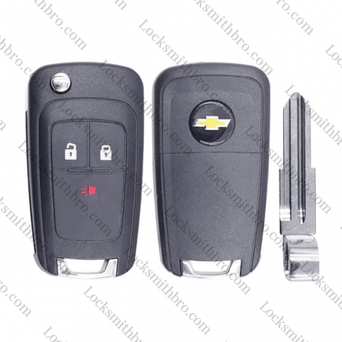 LockSmithbro Chevrolet spark 3 Button Flip Remote Key Shell with logo