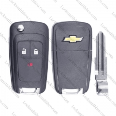 LockSmithbro Chevrolet spark 3 Button Flip Remote Key Shell with logo