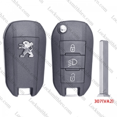 3 Button 307(VA2) Blade TPeugeot Remote Key Shell with light button