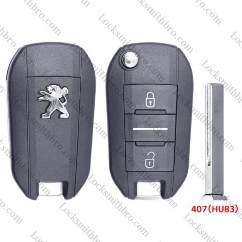 3 Button 407(HU83) Blade TPeugeot Remote Key Shell