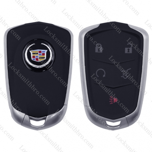 LockSmithbro TCadillac 5 button smart key card shell with blade and battery clamp with Round logo