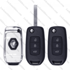 3 Button T-Renault Kadjar Captur Symbol Kaptur Megane Logan 2013- 2018 Key Remote Fob Shell Car Key shell with logo（VA2）