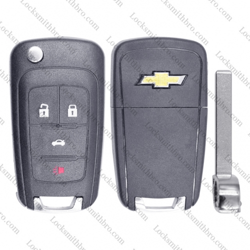 LockSmithbro 4 Button Chevrolet Cruze Flip Remote Key Shell With Cross Type Logo