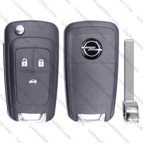 LockSmithbro 3 Button HU100 Blade Opel With Logo Flip Remote Key Shell Case