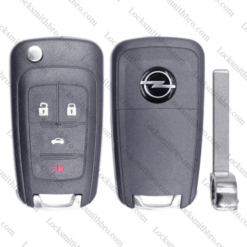LockSmithbro 4 Button HU100 Blade Opel With Logo Flip Remote Key Shell Case