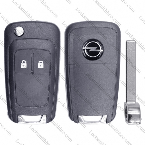 LockSmithbro 2 Button HU100 Blade Opel With Logo Flip Remote Key Shell Case