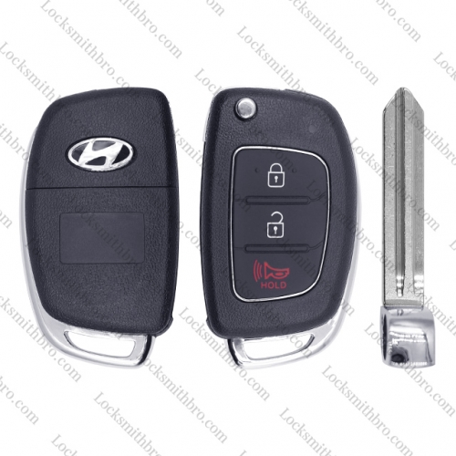 LockSmithbro 3 Button Right Blade ForHyundai Remote Key Shell With Logo