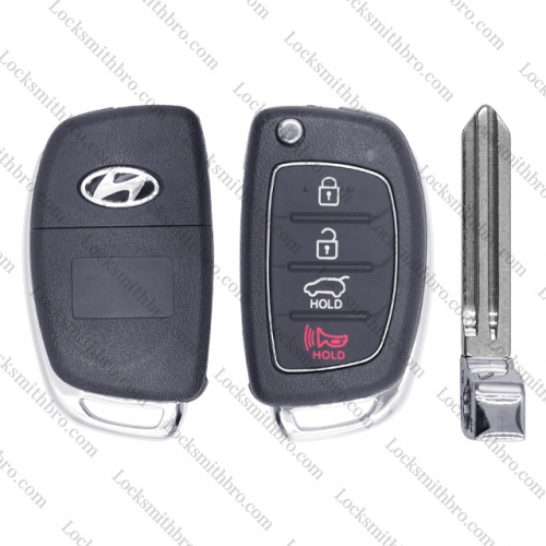 LockSmithbro 4 Button Left Blade ForHyundai Remote Key Shell With Logo