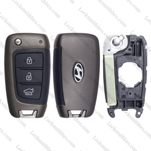 LockSmithbro 3 Button ForHyundai Flip Remote Key Shell Case With Logo