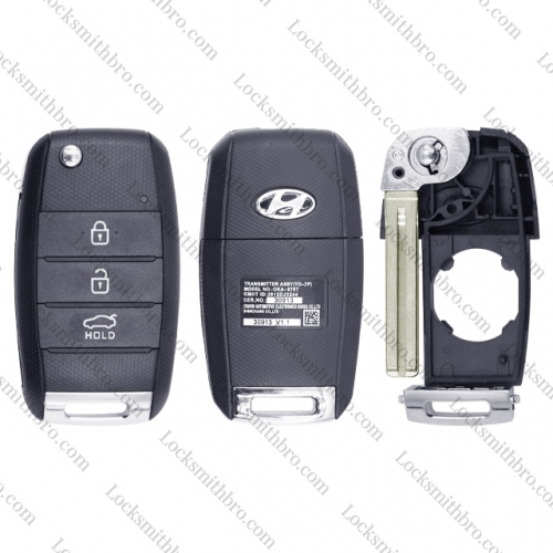 LockSmithbro 3 Button ForHyundai Flip Remote Key Shell Case With Logo