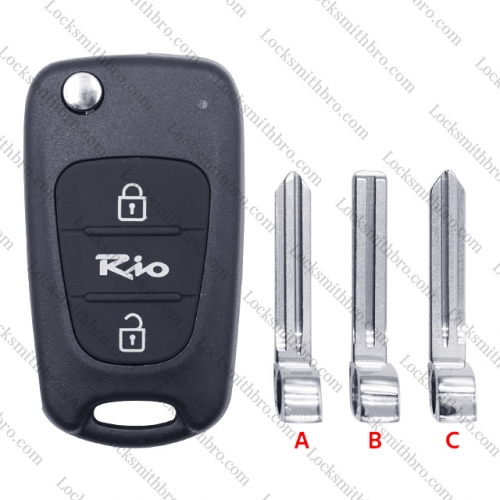 LockSmithbro 3 Button Rio Button ForHyundai Flip Key Shell With Logo