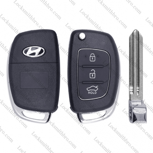 LockSmithbro 3 Button Left Blade ForHyundai Remote Key Shell With Logo