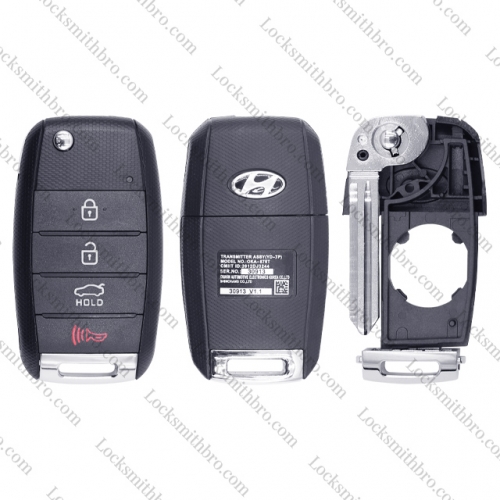 LockSmithbro 4 Button Rihgt Blade ForHyundai Flip Remote Key Shell Case With Logo