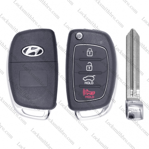 LockSmithbro 4 Button Right Blade ForHyundai Remote Key Shell With Logo