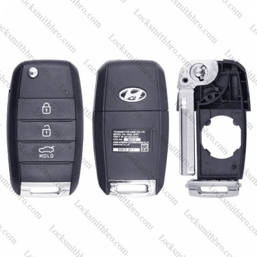 LockSmithbro 3 Button Rihgt Blade ForHyundai Flip Remote Key Shell Case With Logo