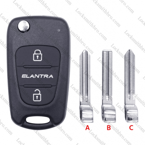 LockSmithbro 3 Button Elantra Button ForHyundai Flip Key Shell With Logo