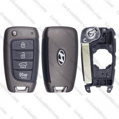 LockSmithbro 4 Button ForHyundai Flip Remote Key Shell Case With Logo( SUV)