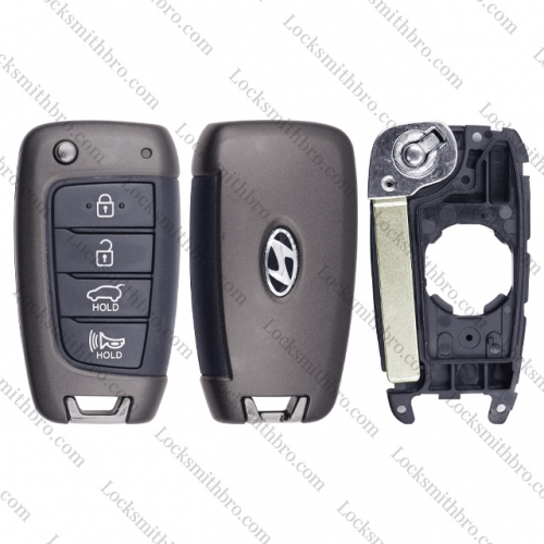 LockSmithbro 4 Button ForHyundai Flip Remote Key Shell Case With Logo( SUV)
