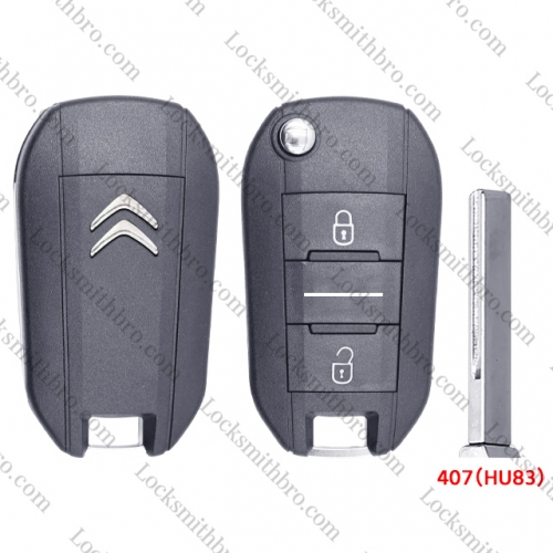 407(HU83) 2 Button ForCitroen Flip Remote Key Shell