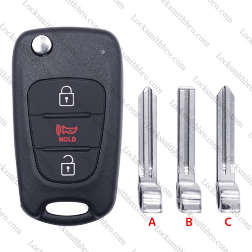 LockSmithbro 3 Button Speaker Button ForHyundai Flip Key Shell With Logo