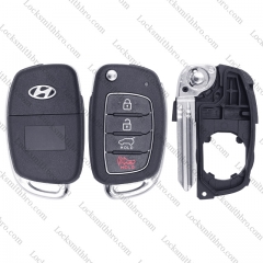 LockSmithbro 3+1 Button Right Blade ForHyundai Remote Key Shell With Logo
