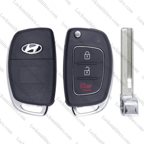 LockSmithbro 3 Button Right Blade ForHyundai Remote Key Shell With Logo