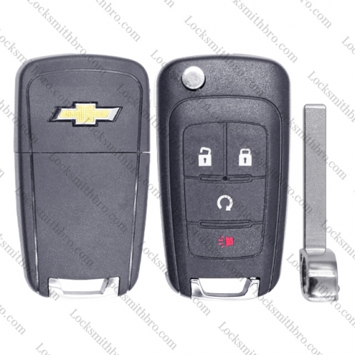Chevrolet 4 button flip key Shell with logo