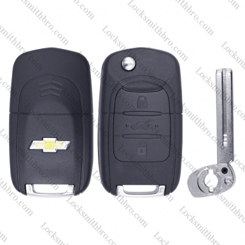 LockSmithbro 3 Button For Chevrolet Flip Remote Key Shell Case With Logo