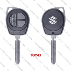 LockSmithbro With Button Part TOY43 blade With Logo 2 Button Suzuk Remote Key Shell Case