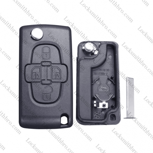 0536 For TCitroen 407(HU83) Blade 4 Buttons With Light Button Remote Key Shell With Battery Holder