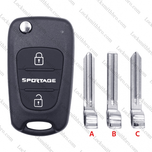 LockSmithbro 3 Button Sportage Kia Remote Flip Key Shell With Logo