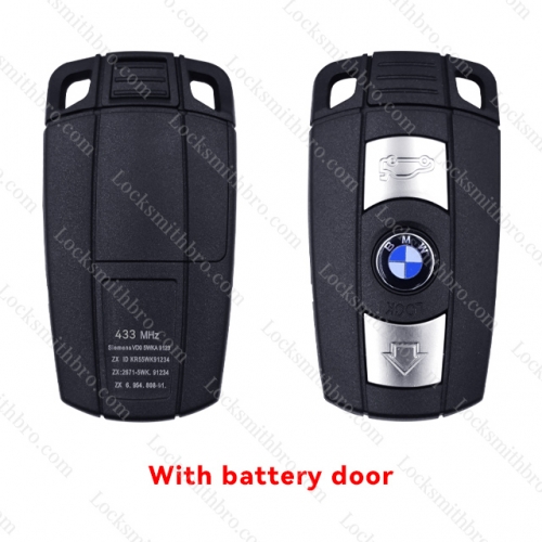 LockSmithbro BMW 5 Series 3 Button Remote Key Blank Shell With Blade And Words On The Back(433Mhz No Words )