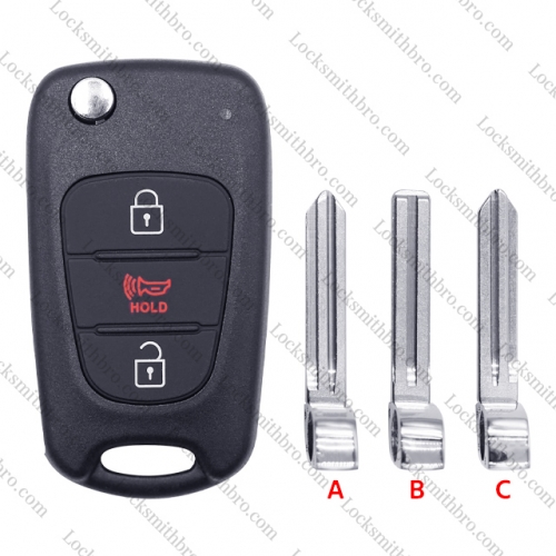 LockSmithbro 3 Button Speaker Button Kia Remote Flip Key Shell With Logo
