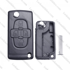 0523 For TCitroen 407(HU83) Blade 4 Buttons With Light Button Remote Key Shell Without Battery Holder