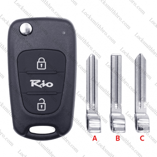 LockSmithbro 3 Button Rio Button Kia Remote Flip Key Shell With Logo