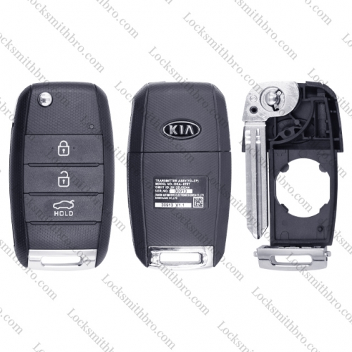 LockSmithbro 3 Button Rihgt Blade Kia Flip Remote Key Shell Case With Logo