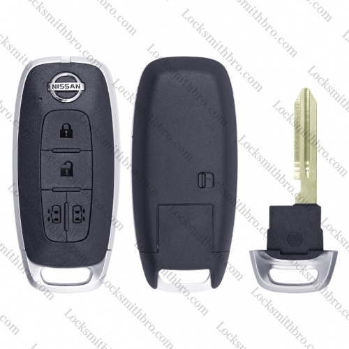 LockSmithbro 4 Button With Blade T-Nissan With Logo for KR5TXPZ1 (Shell Only)