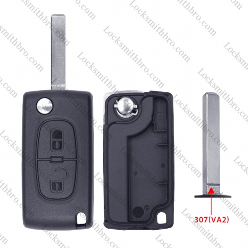 0523 ForCitroen 307(VA2) Blade 2 Buttons Remote Key Shell Without Battery Holder