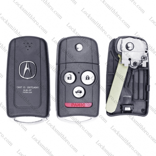 LockSmithbro Acura 3+1 button flip remote key shell with logo
