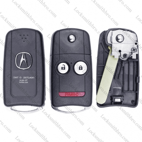 LockSmithbro Acura 2+1 button flip remote key shell with logo