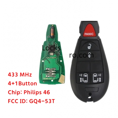 LockSmithbro GQ4-53T 433Mhz 4+1 Button 46 Chip ForChrysler Remote Key