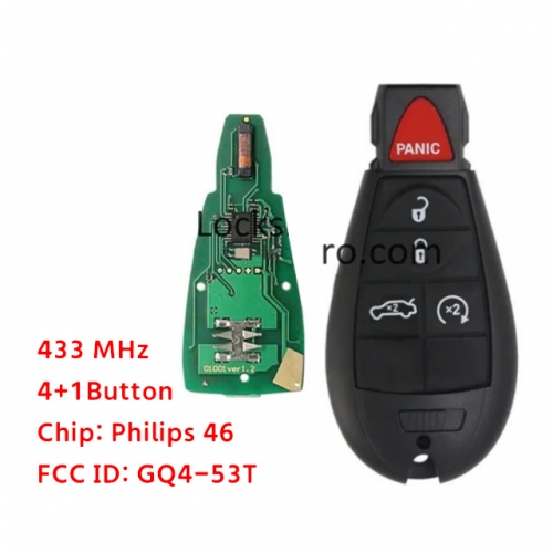 LockSmithbro GQ4-53T 433Mhz 4+1 Button 46 Chip ForChrysler Remote Key