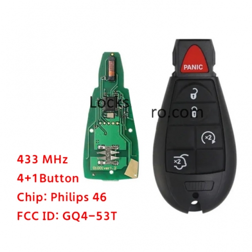 LockSmithbro GQ4-53T 433Mhz 4+1 Button 46 Chip ForChrysler Remote Key
