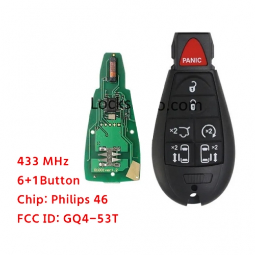 LockSmithbro GQ4-53T 433Mhz 6+1 Button 46 Chip ForChrysler Remote Key