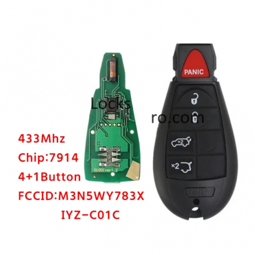 LockSmithbro M3N5WY783X 433Mhz 4+1 Button With 7941（46） Chip ForChrysler Remote Key IYZ-C01C