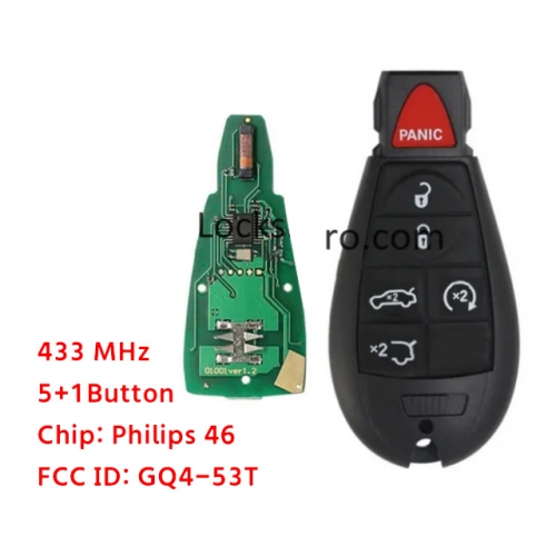 LockSmithbro GQ4-53T 433Mhz 5+1 Button 46 Chip ForChrysler Remote Key