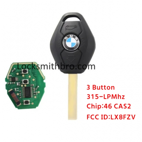 LockSmithbro BMW 5 Series CAS2 Systerm 3 Button With 315-LPmhz 46 Chip Remote Key